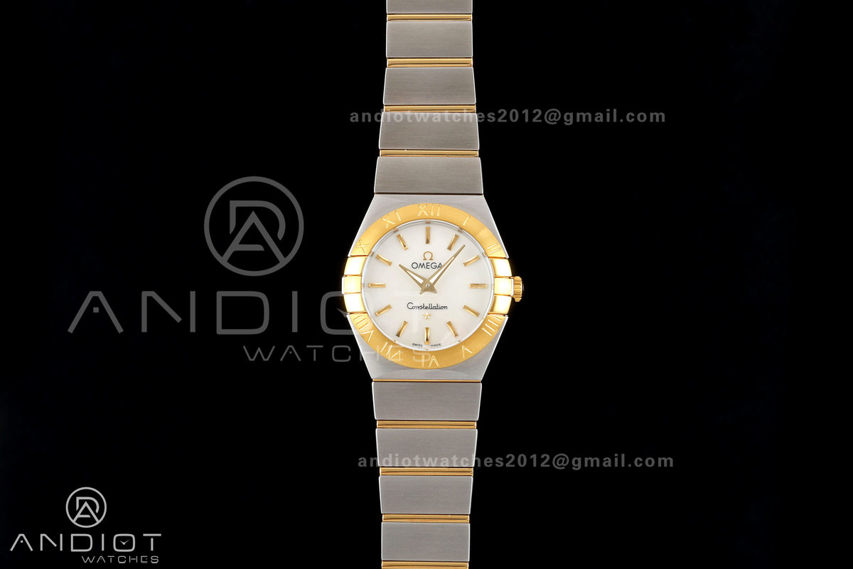 Constellation 28mm SS/YG 8848F 1:1 Best Edition White MOP Stick Dial on SS/YG Bracelet ETA Quartz